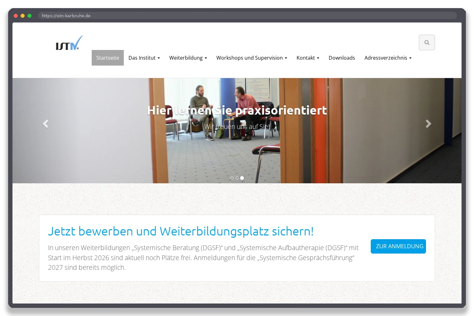 ISTN Karlsruhe — Desktop-Ansicht