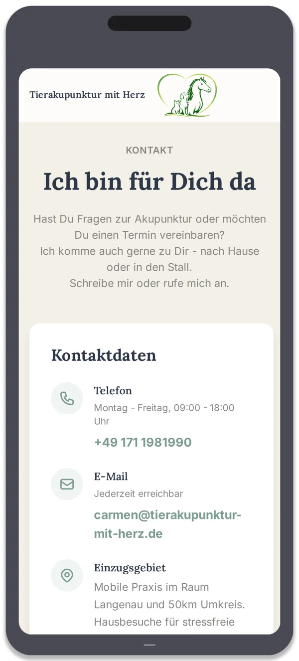 Tierakupunktur mit Herz — Kontakt