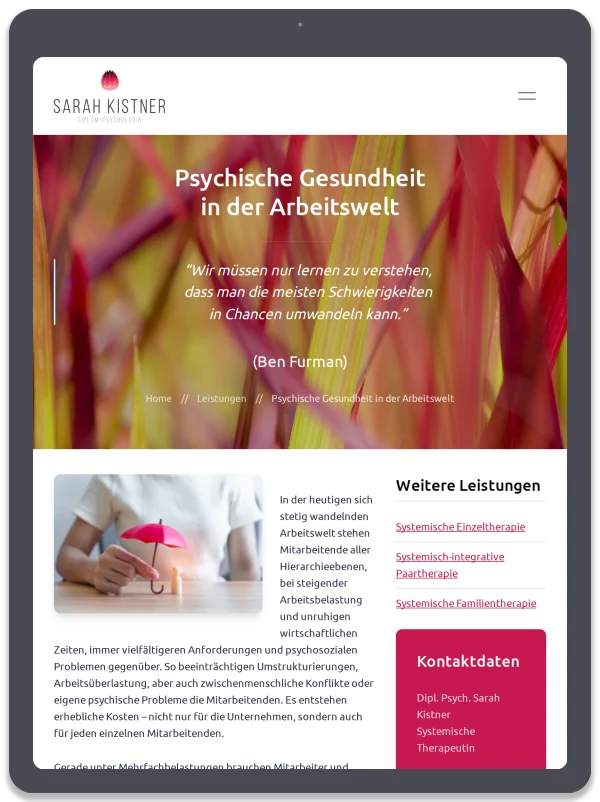Dipl. Psych. Sarah Kistner — Psychische Gesundheit in der Arbeitswelt