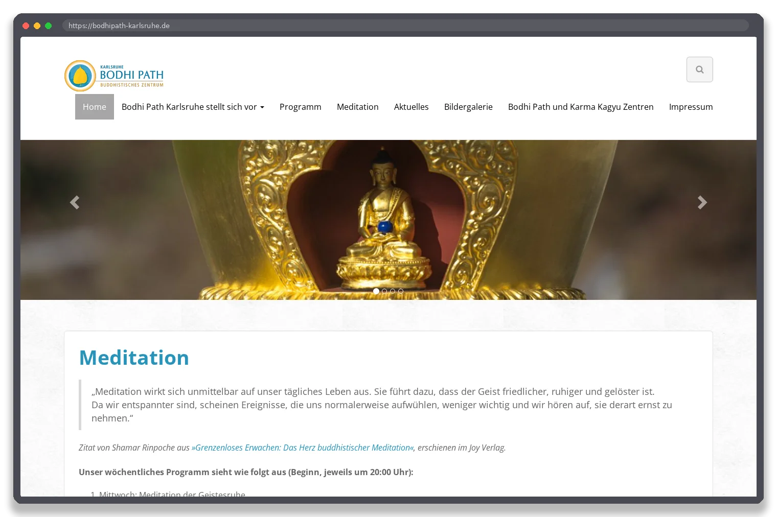 Bodhipath Karlsruhe — Desktop-Ansicht