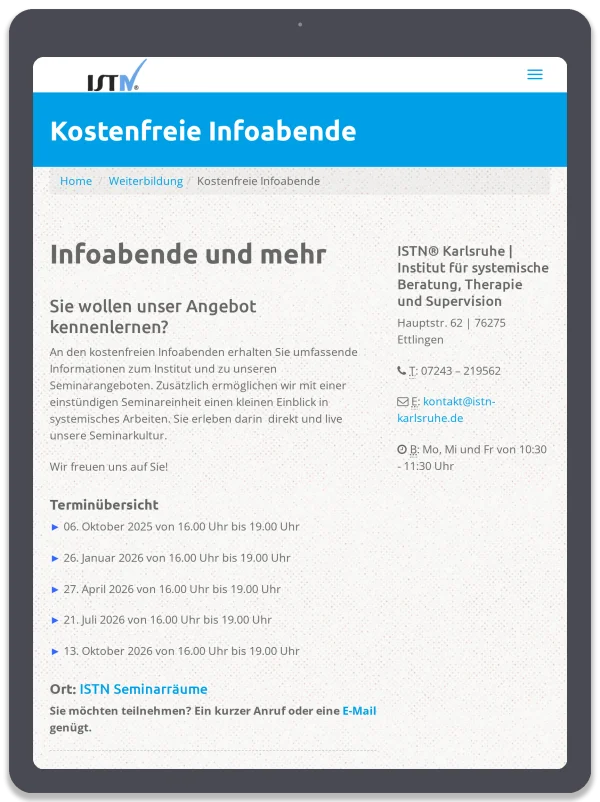 ISTN Karlsruhe — Weiterbildung & Infoabende