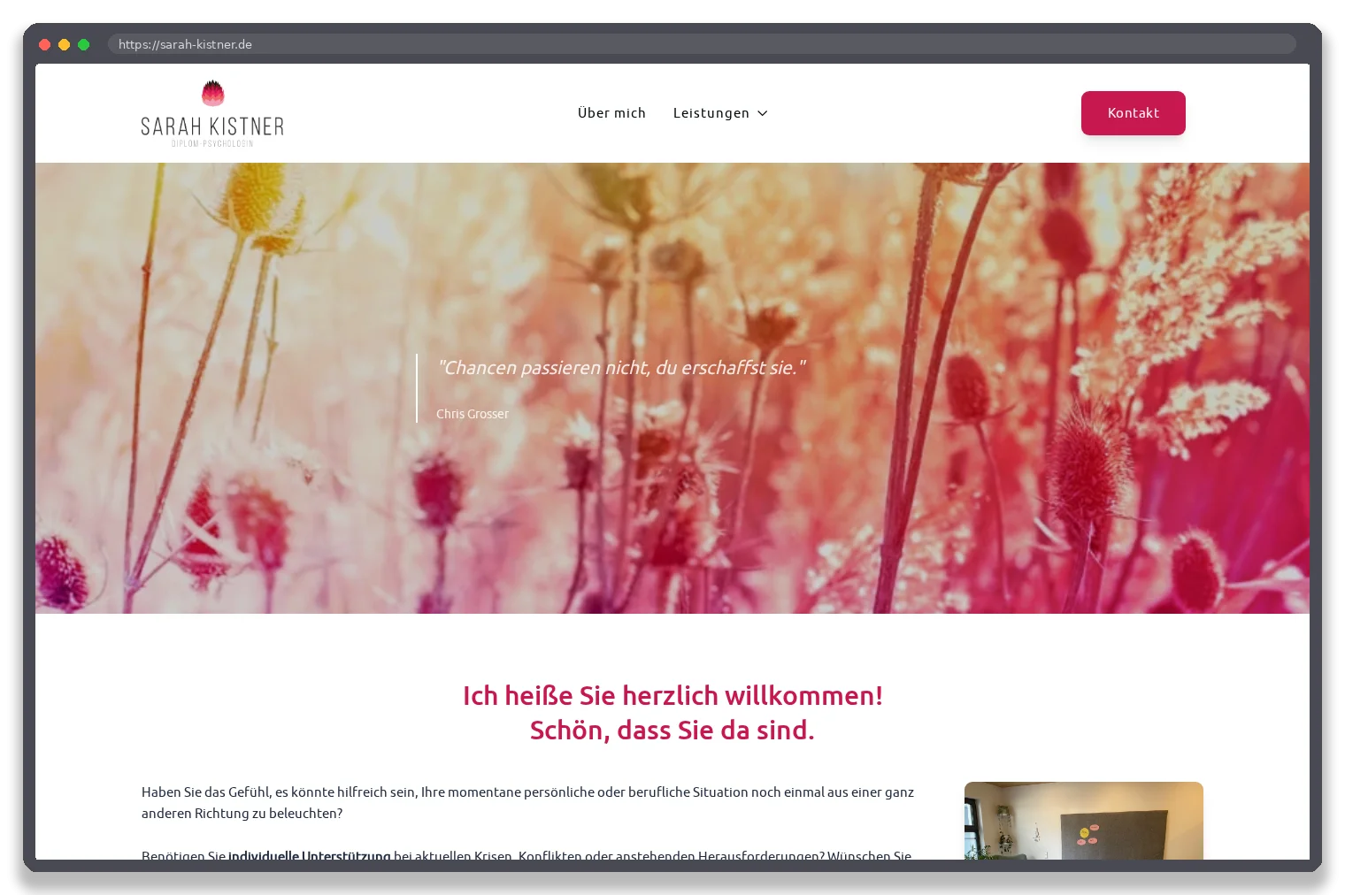 Dipl. Psych. Sarah Kistner — Desktop-Ansicht